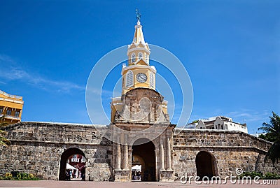 Public Clock Tower in Cartagena Stock Photo