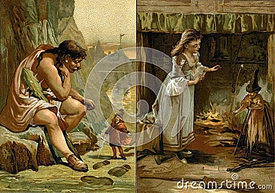 Illustrations from children`s fairy tales. Stock Photo