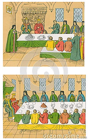 Historical description. The marriage of the kings Russian. Stock Photo