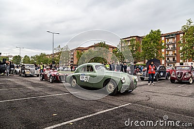 Public event of historical Parade of MilleMiglia a classic italian road race with vintage cars Editorial Stock Photo