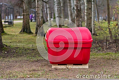 Public garbage bins in park Stock Photo