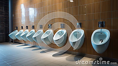 Public gentlemen toilet restroom. Interior and Healthcare concept. Hygiene in shopping mall theme. Stock Photo