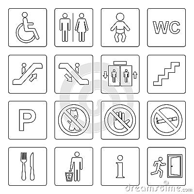 Public icon basic set vector outline Vector Illustration