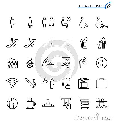 Public information line icons. Editable stroke Vector Illustration