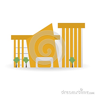 Public institutional building facade, commercial house, supermarket, government city estate, town line icons. Flat design vector Vector Illustration