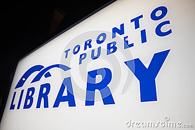 Toronto public library sign Editorial Stock Photo
