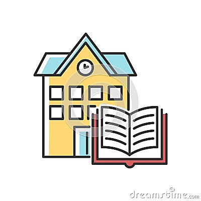 Public library RGB color icon. Educational establishment. University, college education. Book storage. Campus building Vector Illustration