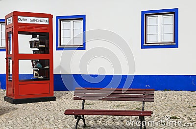 Public library on the street in Porto Covo village Editorial Stock Photo