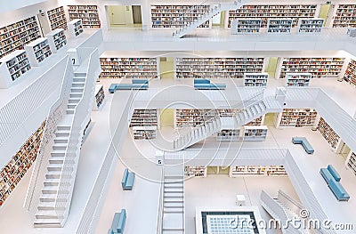 Public library of Stuttgart, Germany, inside. Editorial Stock Photo