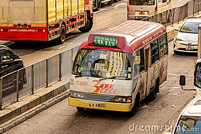 Public Minibus in Hong Kong Editorial Stock Photo