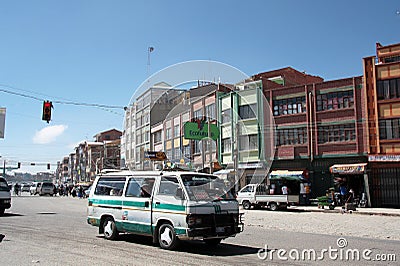 Public minibus transport in El Alto, La Paz, Bolivia Editorial Stock Photo