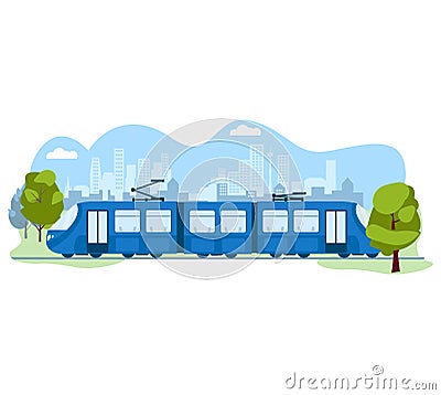 Public modern skytrain transport, subway urban system isolated on white, flat vector illustration. Ecology friendly Vector Illustration