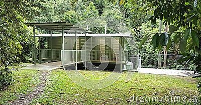 Public outdoor toilets in the rain-forest Stock Photo