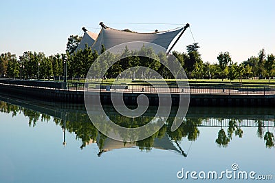 Public Park and Exotic Architecture Stock Photo