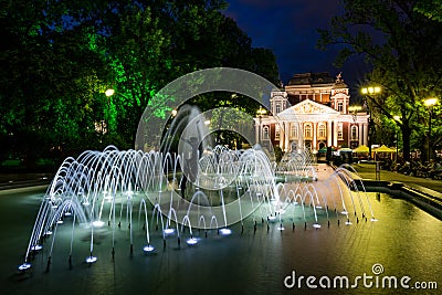 Public park night long exposure, Sofia, Bulgaria Editorial Stock Photo