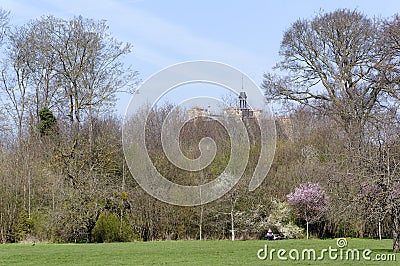 Meadow in the public park of Sceaux Stock Photo