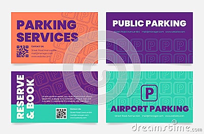 Public parking permit services card set realistic vector illustration. Transportation vehicle pass Vector Illustration