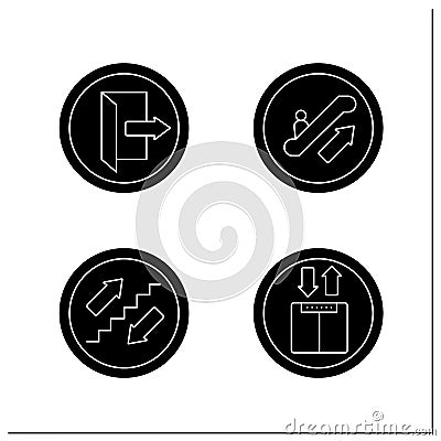 Public place signs glyph icons set Vector Illustration