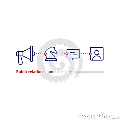 Public relations concept, megaphone flat icon, advertising promotion Vector Illustration