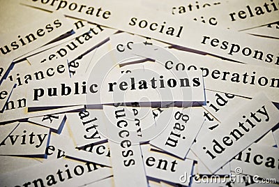 Public relations, PR. Words related with business Stock Photo