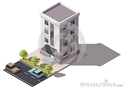 Public residential building isometry Vector Illustration