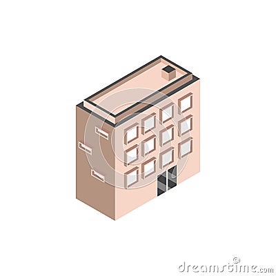 Public residential or commercial building isometric style Vector Illustration