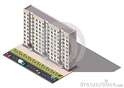 Public residential nine-storey building isometry Stock Photo