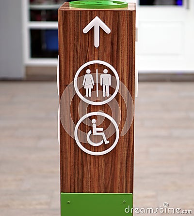 Public restroom and disabled access signs Stock Photo