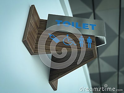 Public restroom signs with a disabled access symbol Stock Photo