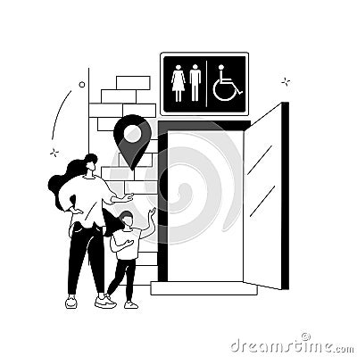 Public restrooms abstract concept vector illustration. Vector Illustration