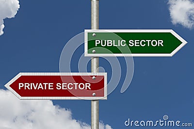 Public Sector versus Private Sector Stock Photo