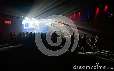 Public during a show at sonar festival in barcelona Editorial Stock Photo