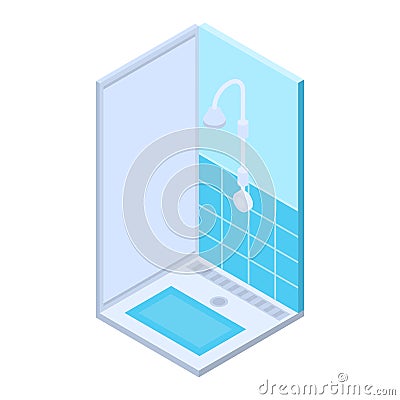 Public shower bath icon, isometric style Vector Illustration