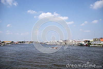 Public shuttle boat to cross the Chao Phraya river in Bangkok Editorial Stock Photo