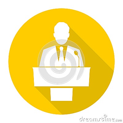 Public speaker icon with long shadow Vector Illustration