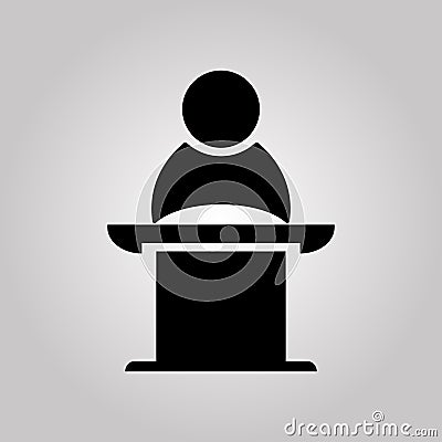 Public Speaker on the pedestal. Business meeting, discussion or debate. Vector illustration Vector Illustration