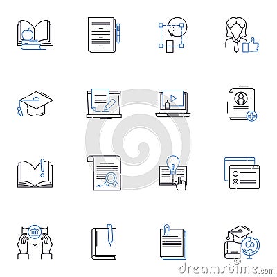 Public speaking line icons collection. Confidence, Delivery, Stage fright, Articulation, Presence, Voice, Gesture vector Vector Illustration