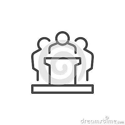 Public speaking line outline icon Vector Illustration