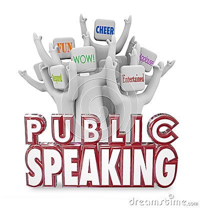 Public Speaking People Audience Cheering Entertaining Fun Speech Stock Photo