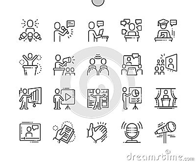 Public Speech Well-crafted Pixel Perfect Vector Thin Line Icons 30 2x Grid for Web Graphics and Apps. Vector Illustration