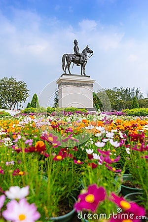 Public square of Equestrian Statue of King Rama V King Chulalongkorn in Bangkok Stock Photo