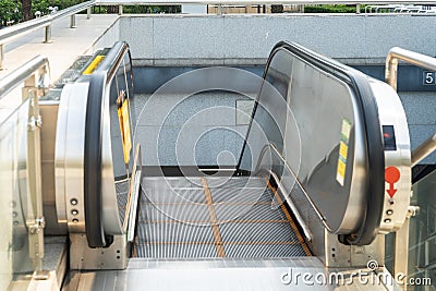 public staircase at station or mall for exit, entrance, emergency Stock Photo