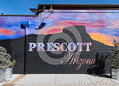 Colorful mural, Prescott Arizona Editorial Stock Photo