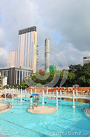 Public swimming pool in Kowloon park Editorial Stock Photo