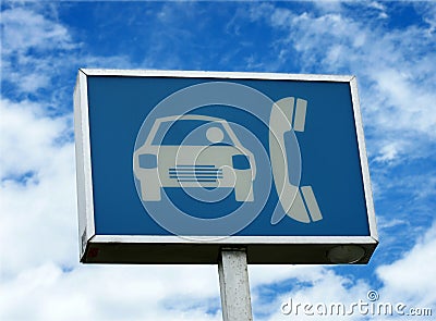 Public telephone sign Stock Photo