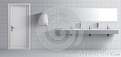 Public toilet room 3d realistic vector interior Vector Illustration