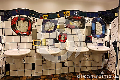 Public toilets, designed by Hundertwasser in Vienna, Austria Editorial Stock Photo