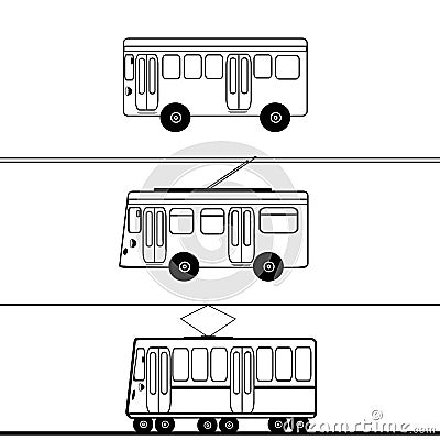 Public transport bus trolleybus tram Vector Illustration