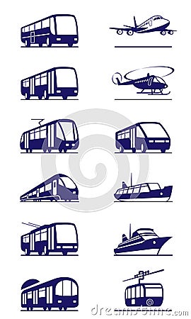 Public transportation icon set Vector Illustration