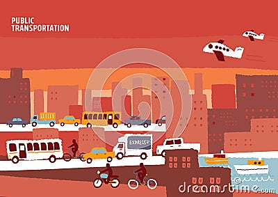 Public transportation, info graphic city Vector Illustration